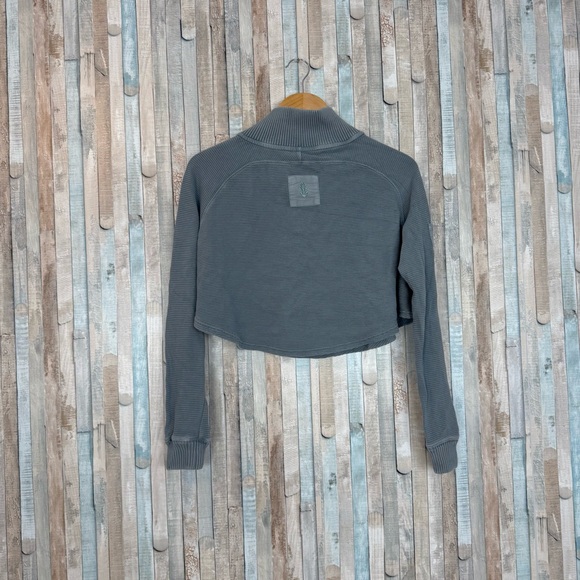 Free People S Movement Ribbed Knit So Fly Henley Pullover Crop Long Sleeve Top - Picture 5 of 9